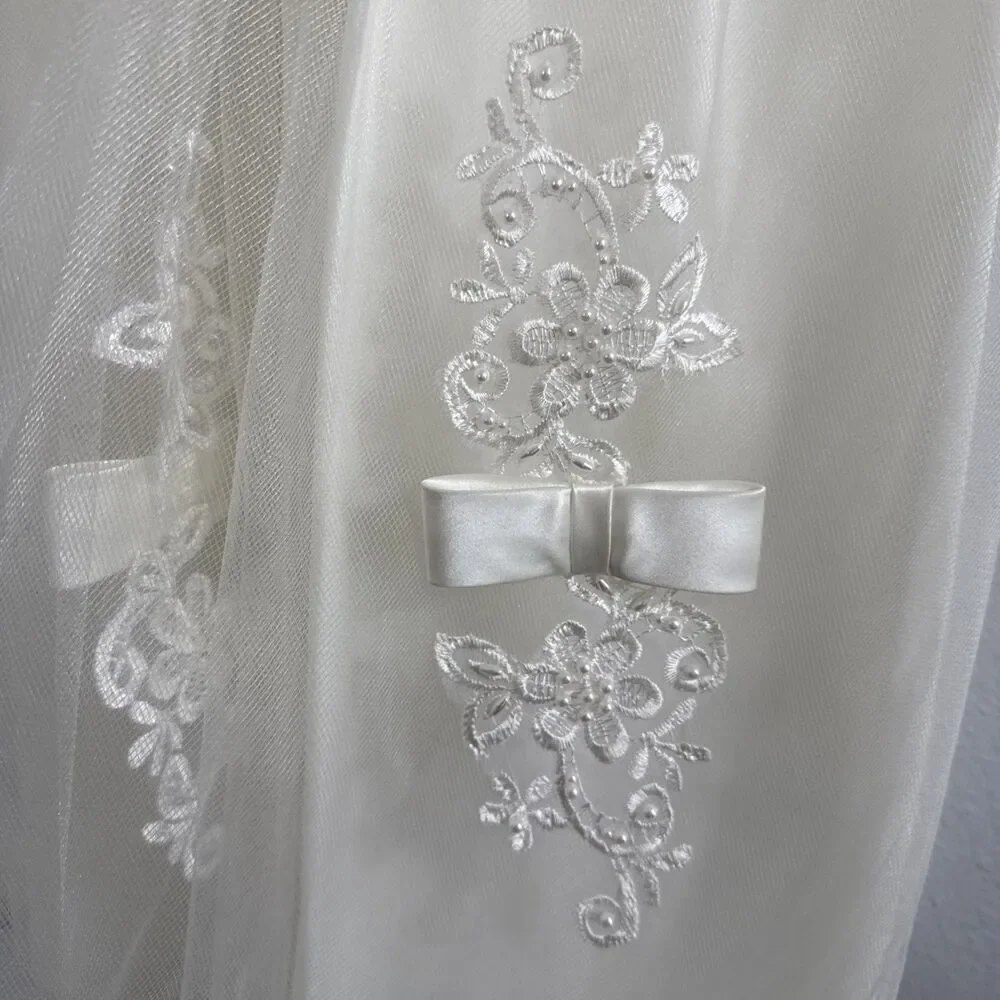 Majestic Dress Kids 4 Ivory Sleveless‎ Beaded Bow Tulle Ball Gown Formal Party